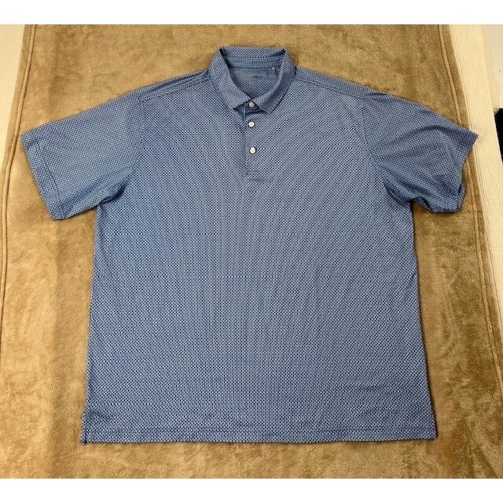 Walter Hagan Essentials Polo Shirt Mens 2XL Blue Performance Golf Print All Over